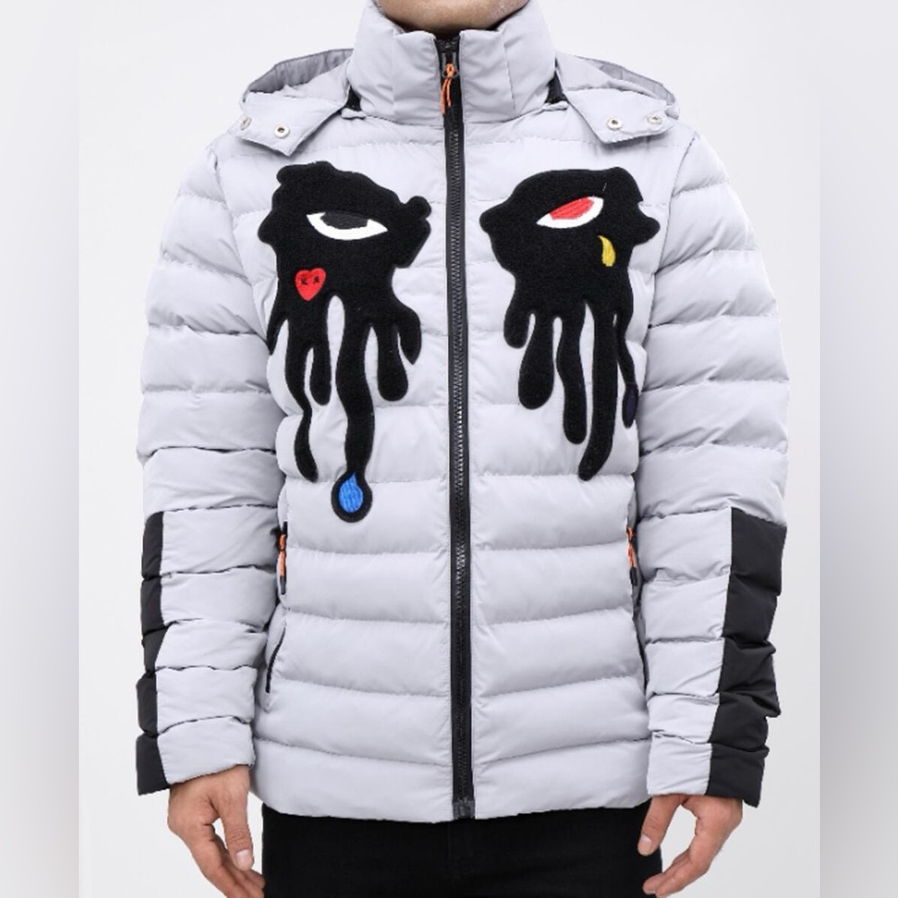Roku Studio Puffer Bubble Jacket Tear Drip Staring Eyes Japan 3XL DetachableHood